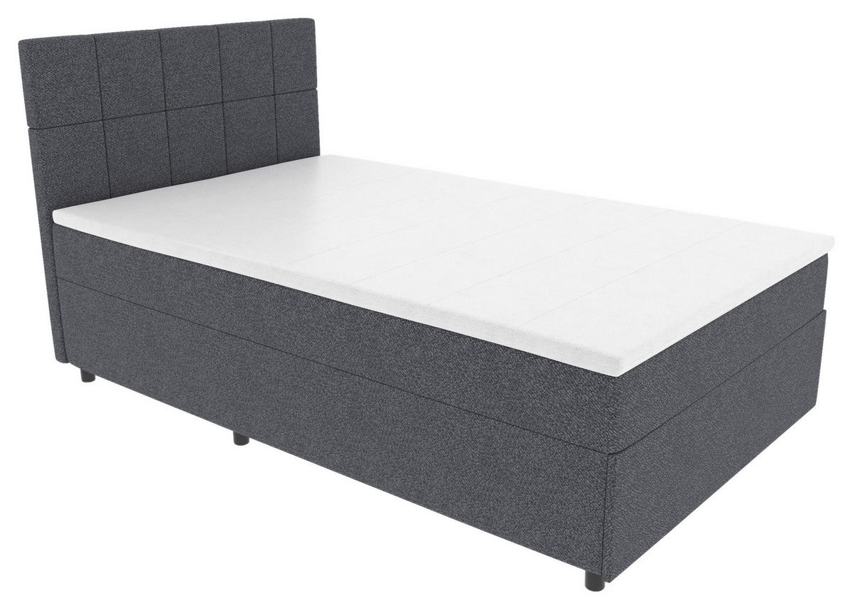 BOXBETT 120/200 cm,  in Blau, Matratze, Topper, Bettschublade, H3 = fest  - Blau/Schwarz, KONVENTIONELL, Kunststoff/Textil (120/200cm) - Boxxx