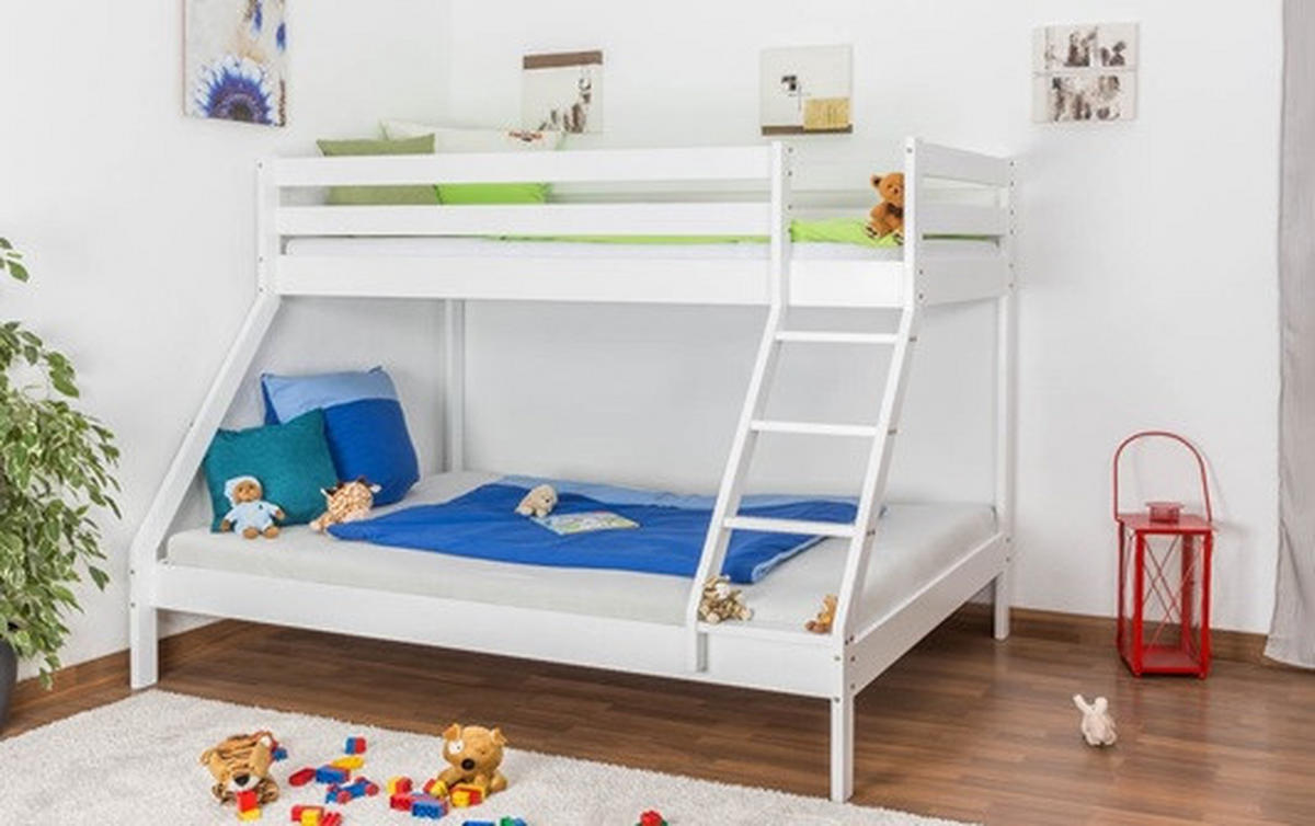 ETAGENBETT 140/200 cm Weiss  - Weiss/Buchefarben, Konventionell, Holz (140/200cm) - Xora