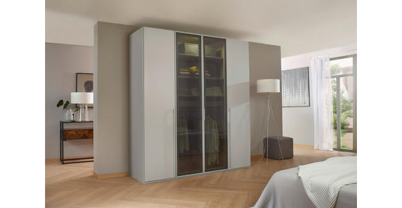 DREHTÜRENSCHRANK 201/235/60 cm 4-türig Grau, Hellgrau - Hellgrau/Grau, Trend, Glas/Holzwerkstoff (201/235/60cm) - Novel