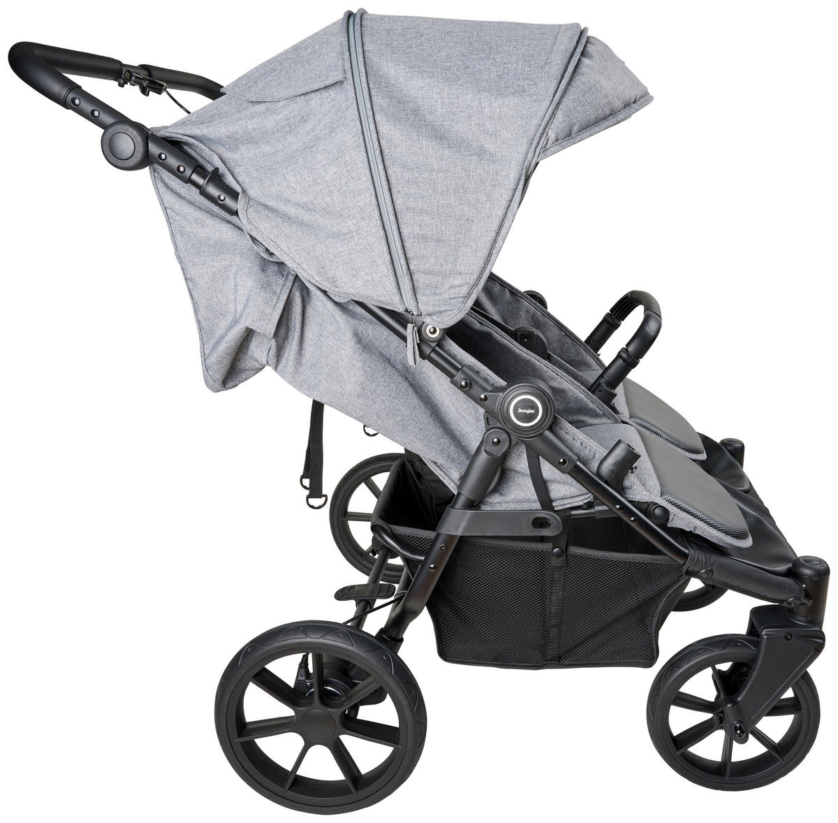 ZWILLINGSWAGEN  - Schwarz/Grau, Basics, Textil/Metall (100/110/75cm) - Jimmylee