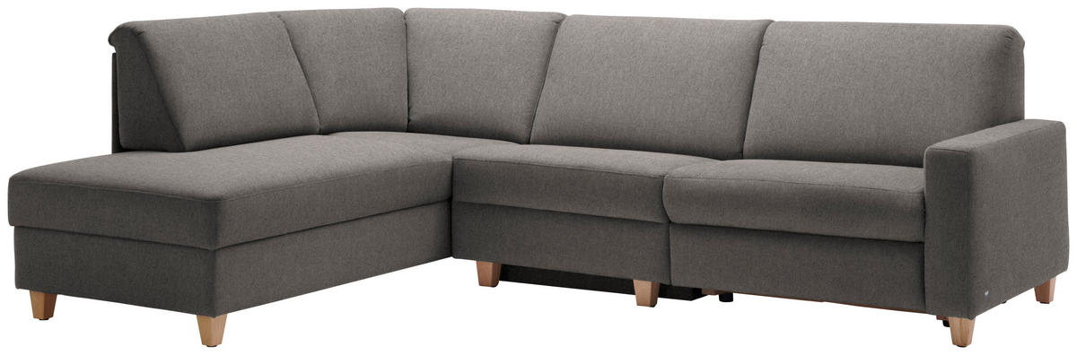 ECKSOFA in Flachgewebe Schlammfarben  203/261 cm  - Schlammfarben/Eichefarben, KONVENTIONELL, Holz/Textil (203/261cm) - Sedda