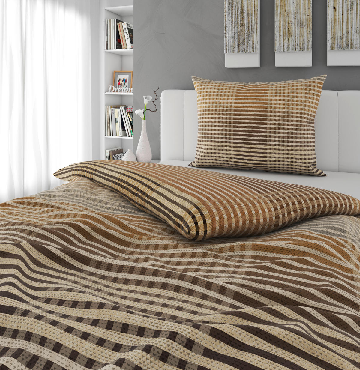 BETTWÄSCHE 2-teilig Flanell 140/200 cm  - Braun, Textil (140/200cm) - Novel