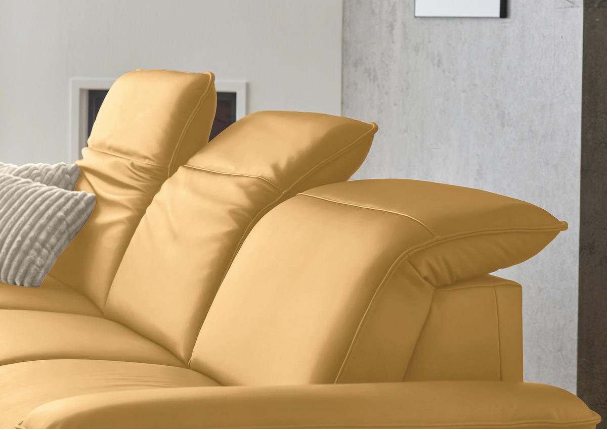 ECKSOFA  Echtleder Gelb  - Gelb/Schwarz, Design, Leder/Metall (169/307cm) - Beldomo Premium