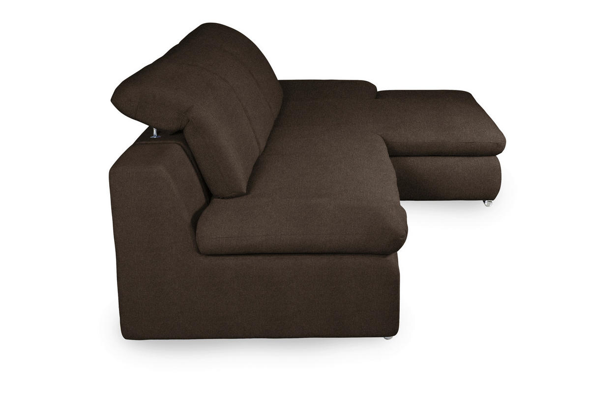 ECKSOFA in Chenille Braun  - Chromfarben/Braun, Design, Textil/Metall (286/165cm) - Livetastic