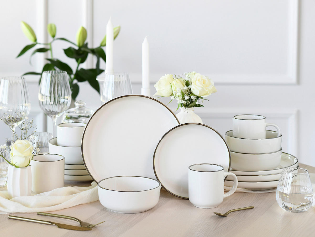 KOMBISERVICE Nordic Festive Creme 16-teilig  - Goldfarben/Creme, Basics, Keramik - Creatable