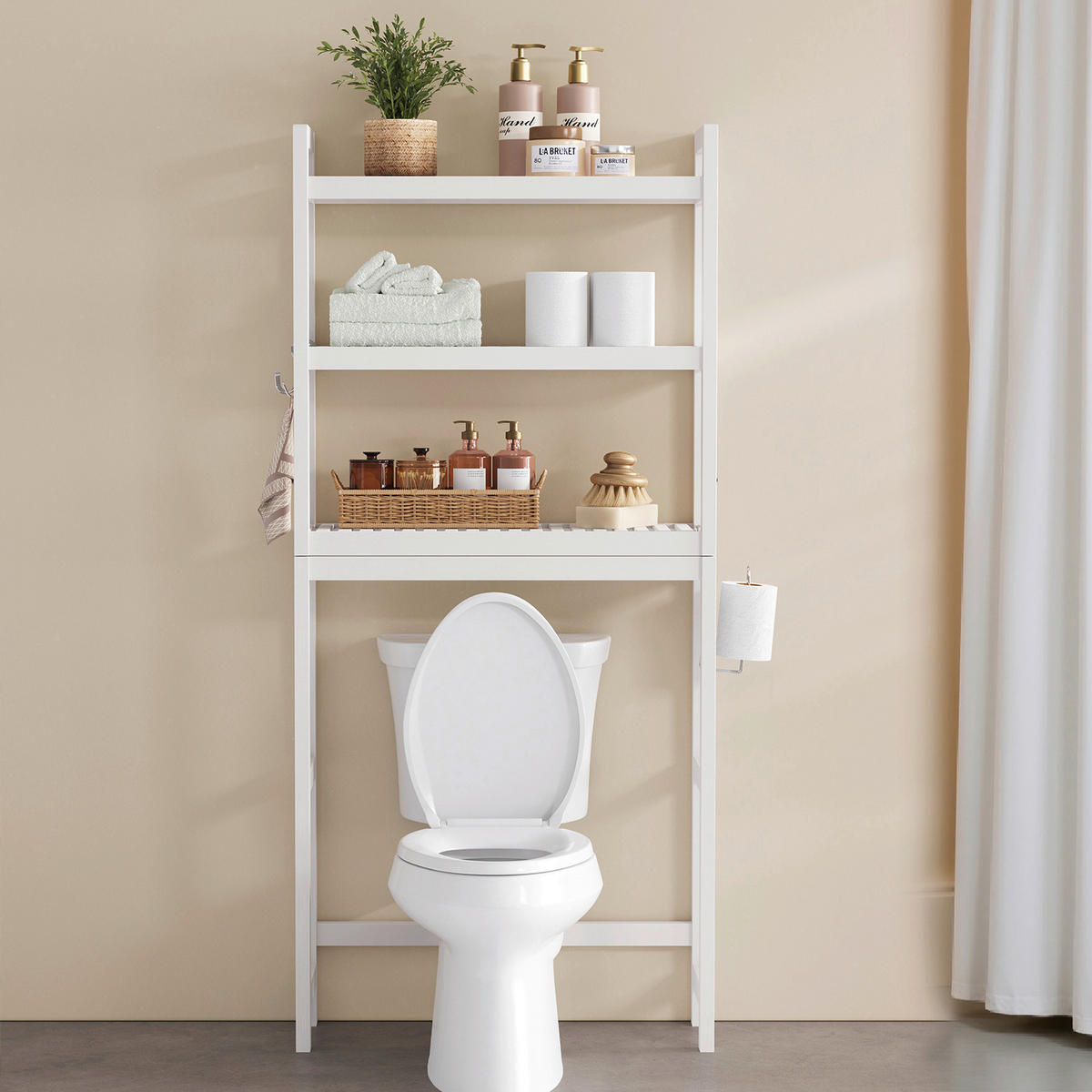 BADEZIMMERREGAL 63/170/26.1 cm  - Weiß, Basics, Naturmaterialien (63/170/26.1cm)