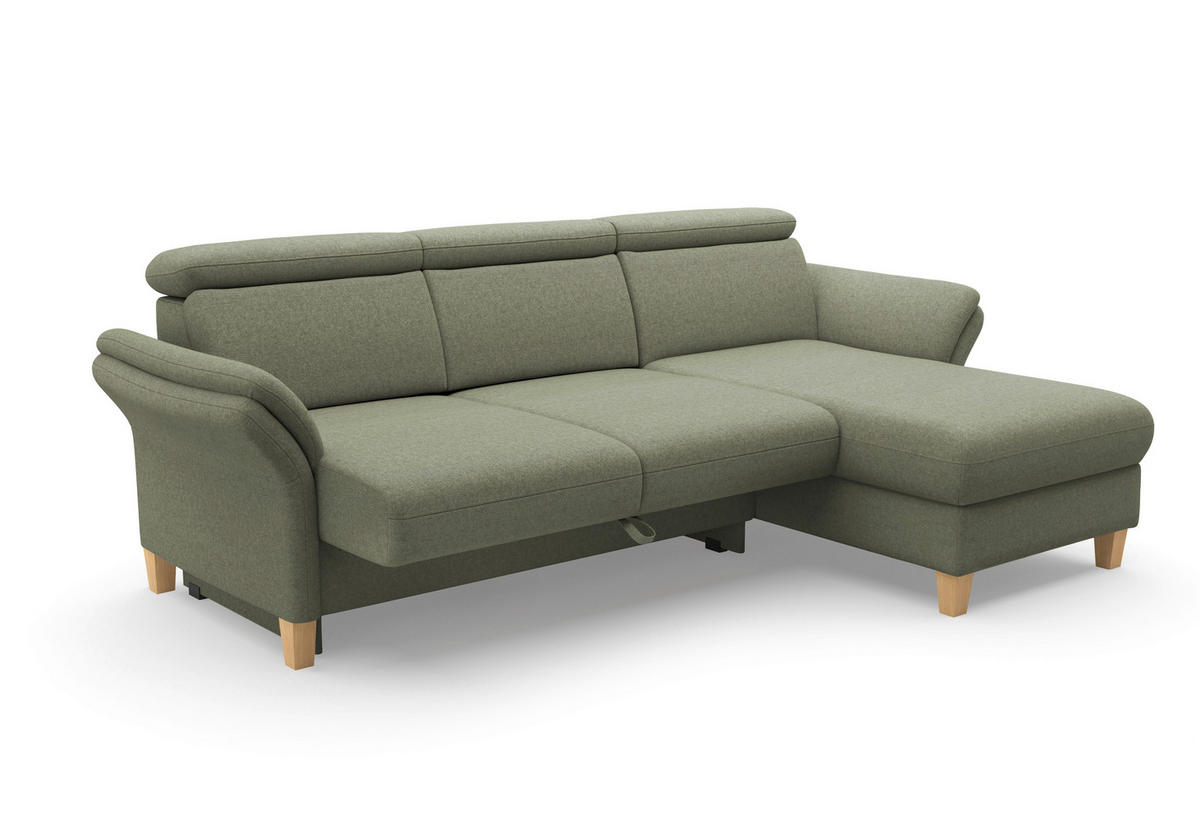 ECKSOFA GLENDALE E Olivgrün Flachgewebe  - Eichefarben/Olivgrün, KONVENTIONELL, Holz/Textil (253/166cm) - Sit & More