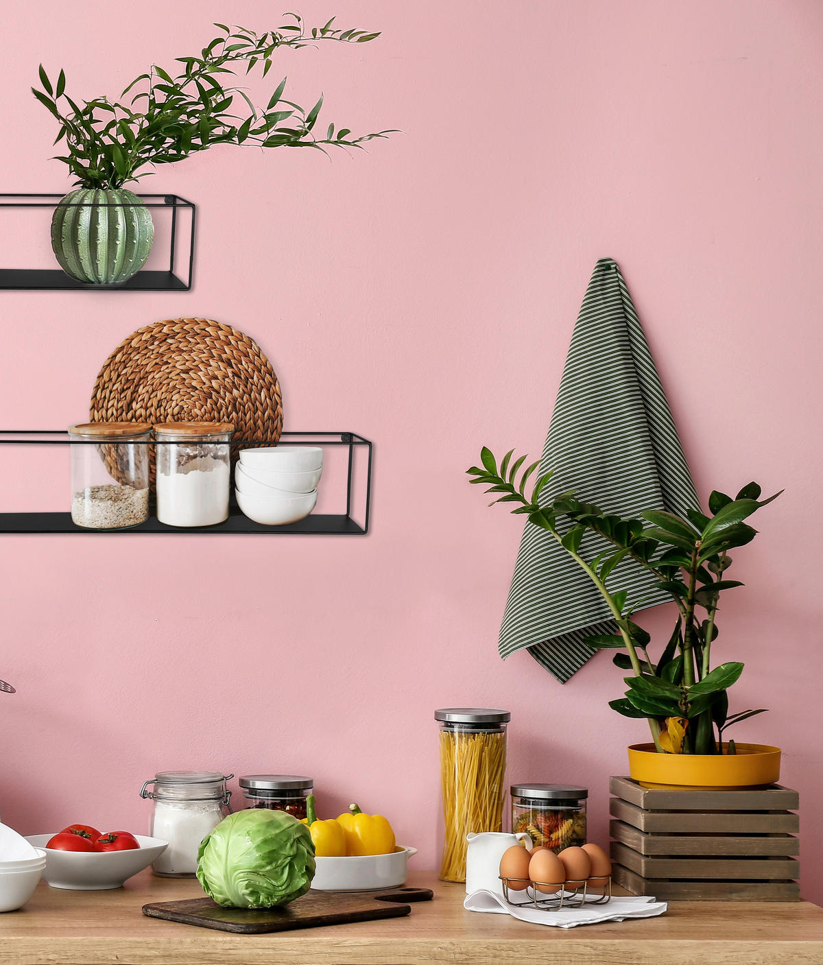 WANDREGALSET  - Schwarz, Trend, Metall (60/13/13cm) - Boxxx