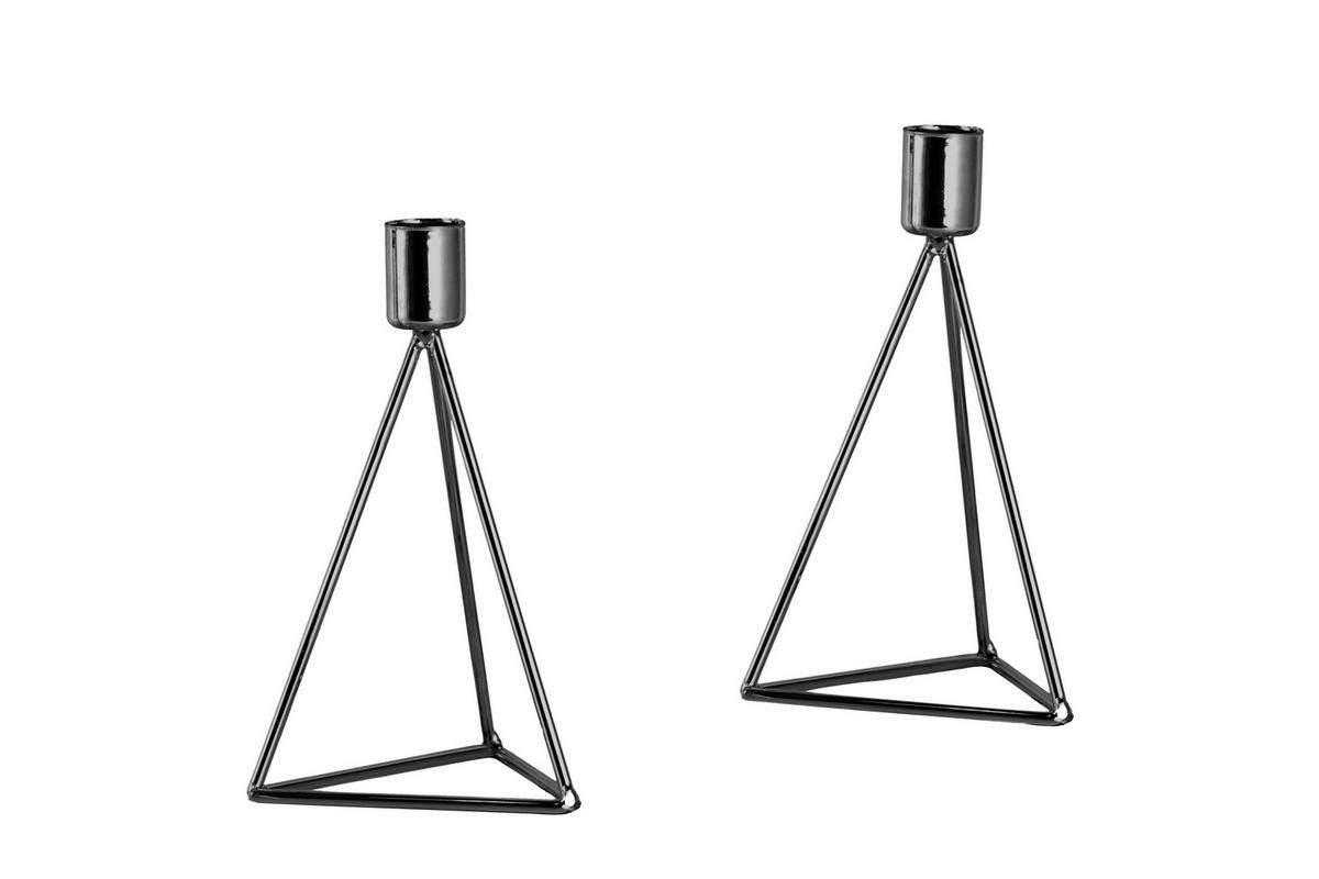 KERZENHALTER-SET - Schwarz, Basics, Metall (9,5/16,5cm) - Echtwerk