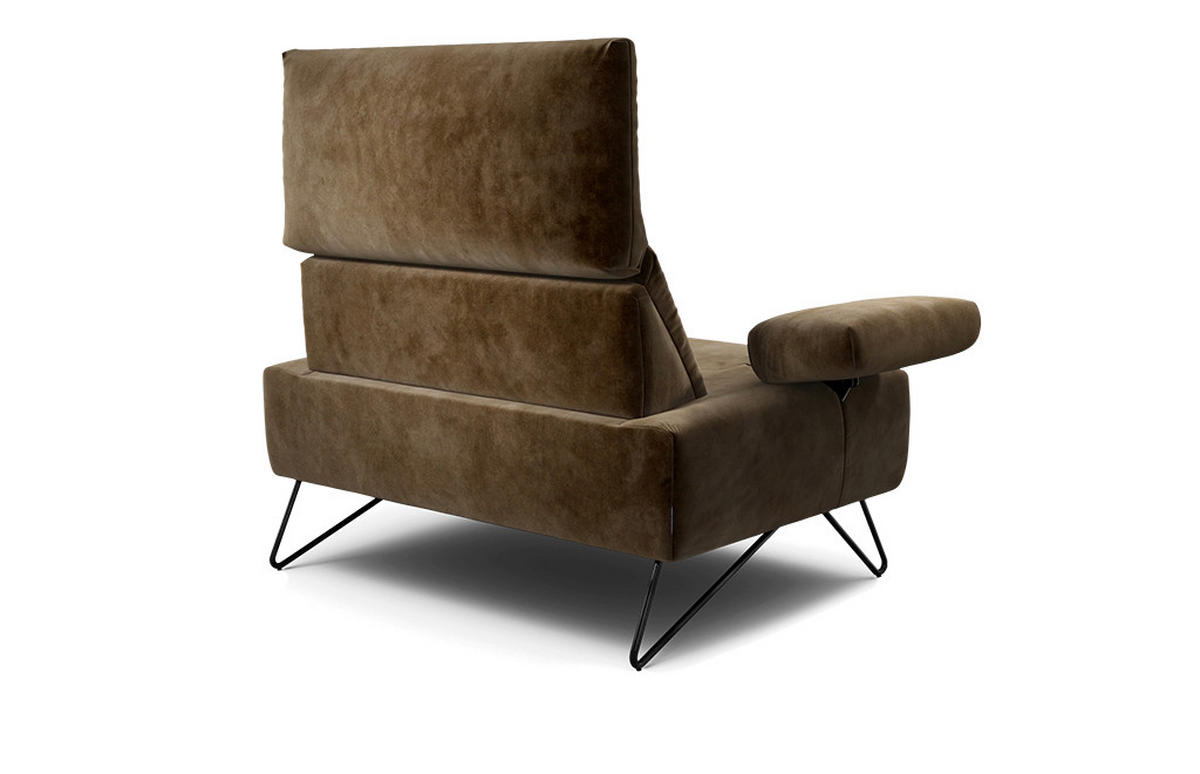 SESSEL Samt Braun    - Schwarz/Braun, Design, Textil/Metall (114-142/85/86-94cm) - SENSOO