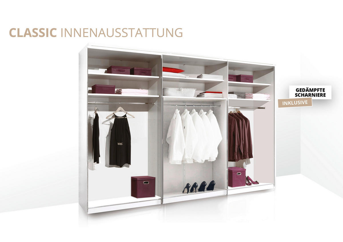 DREHTÜRENSCHRANK 298/222/63 cm,  in Elfenbein, 6-türig  - Elfenbein/Alufarben, Design, Holzwerkstoff/Metall (298/222/63cm) - Dieter Knoll