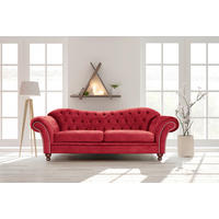 3-SITZER-SOFA SHEFFIELD Mikrofaser Rot  - Rot/Braun, Design, Holz/Textil (230/92/90cm) - P & B