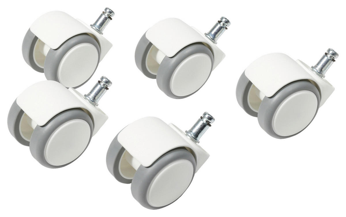 DREHSTUHLROLLE 5-teilig  - Weiß/Grau, Basics, Kunststoff (4,5/8/5cm) - Topstar