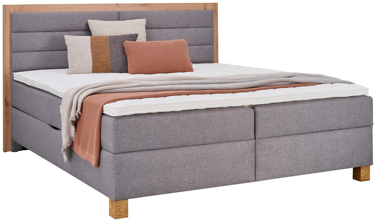 BOXBETT 180/200 cm  in Grau, Eiche Artisan  - Eiche Artisan/Grau, KONVENTIONELL, Holz/Textil (180/200cm) - Carryhome