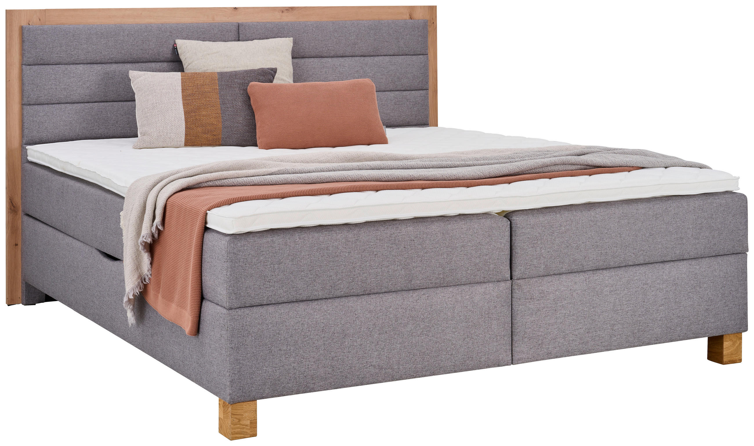 Carryhome POSTEL BOXSPRING, 180/200 cm, šedá, dub artisan