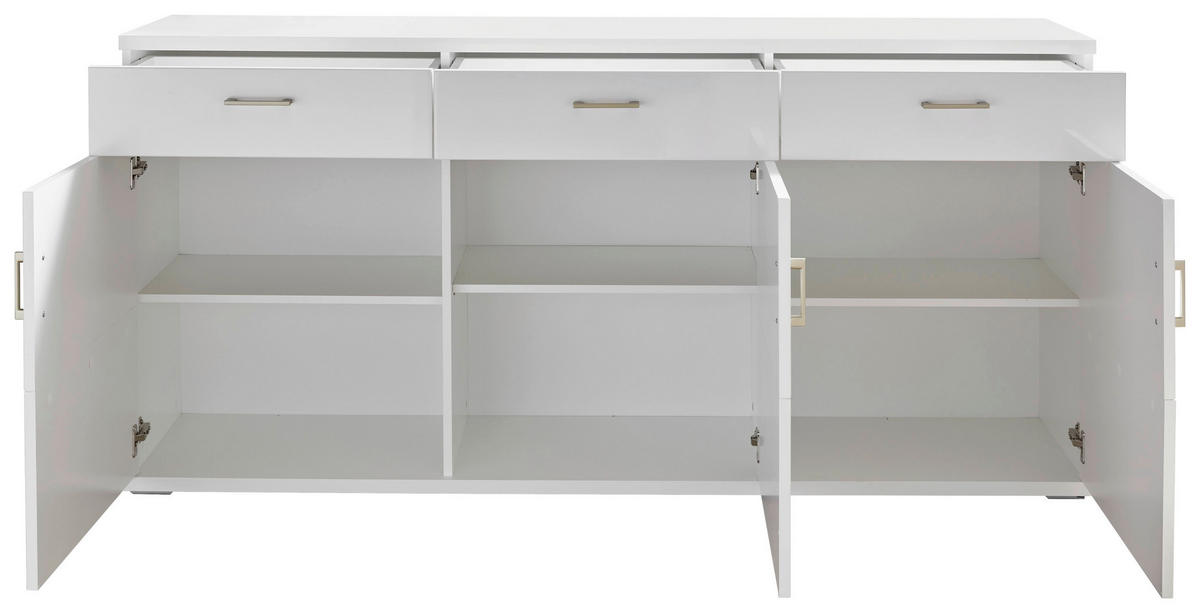 SIDEBOARD Weiss, Eichefarben, Weiss Hochglanz  180/91/43,8 cm  - Weiss Hochglanz/Weiss, Design, Holzwerkstoff/Kunststoff (180/91/43,8cm) - Xora
