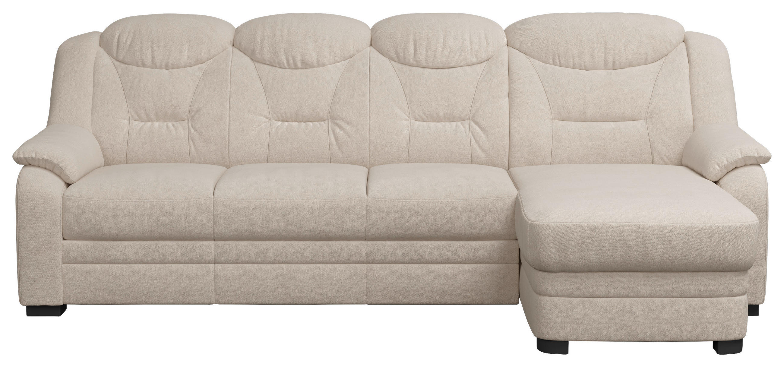 ECKSOFA Beige Chenille Rücken echt  - Beige/Schwarz, Basics, Kunststoff/Textil (257/162cm) - MID.YOU