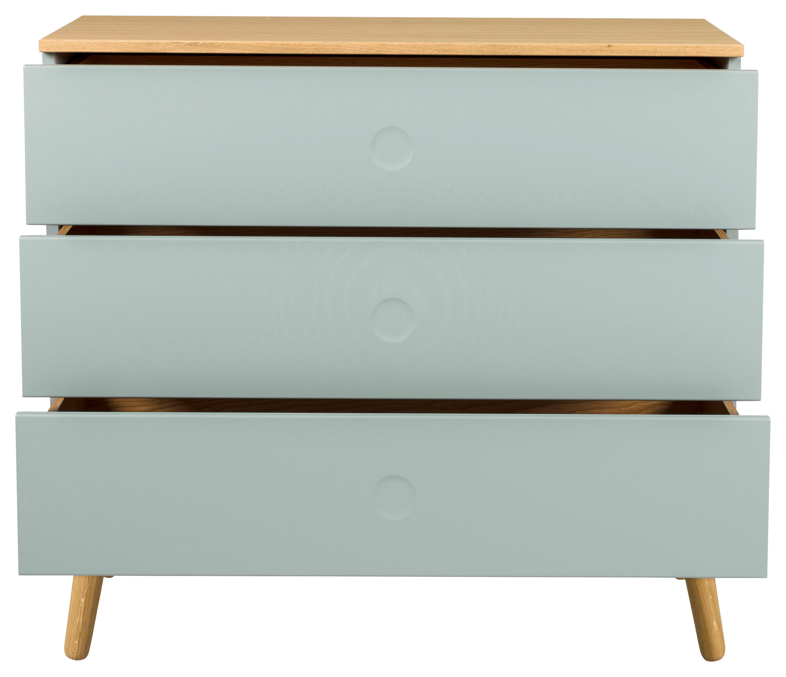 Thumbnail - Kommode Dot, Eiche, Mintgrün, Holzwerkstoff, 3 Schubladen, 90x79x43 cm, Typenauswahl, Beimöbel erhältlich, stehend, in v...