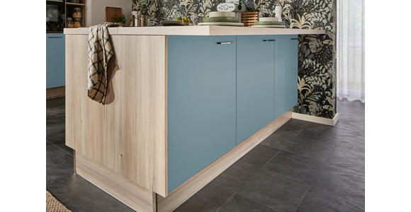 ECKKÜCHE  in Pastellblau, Tannenholzfarben  - Pastellblau/Tannenholzfarben, Design, Holzwerkstoff/Metall (121,6/280/150cm) - Xora