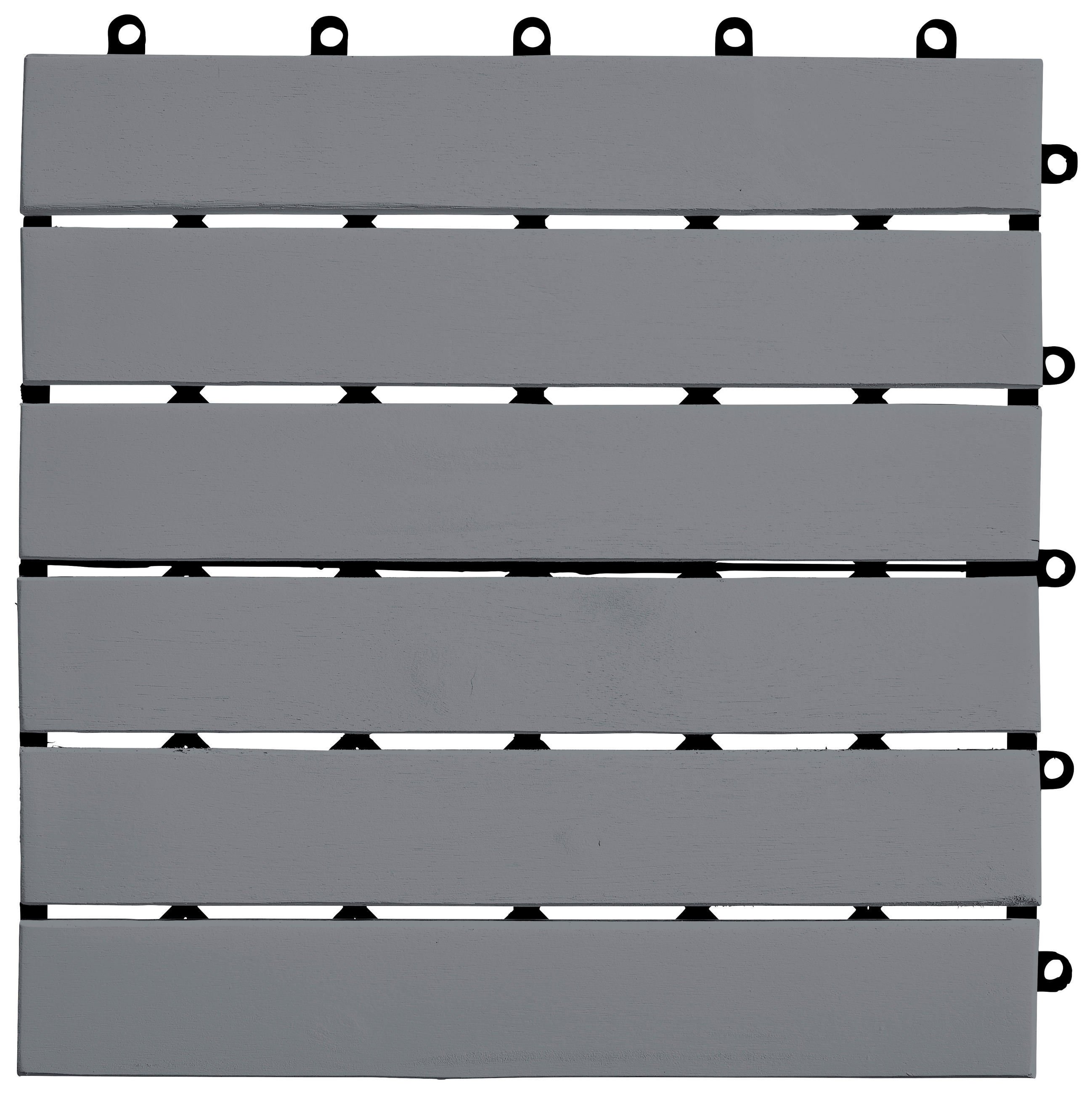 TERRASSENFLIESE Grau, Schwarz 10 Stück - Schwarz/Grau, MODERN, Holz/Kunststoff (30/30/2,4cm) - Ambia Garden