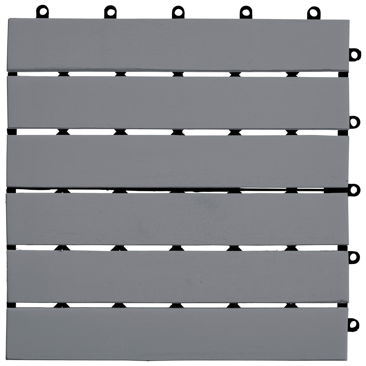 TERRASSENFLIESE Grau, Schwarz 10 Stück  - Schwarz/Grau, MODERN, Holz/Kunststoff (30/30/2,4cm) - Ambia Garden