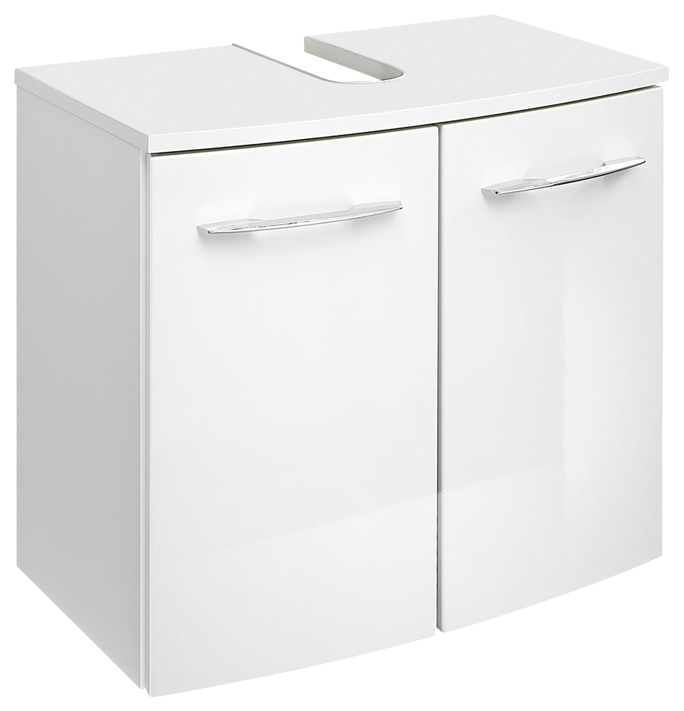 WASCHBECKENUNTERSCHRANK 54,4/49,8/38,4 cm  - Chromfarben/Weiß Hochglanz, Design, Holzwerkstoff/Metall (54,4/49,8/38,4cm) - Sadena