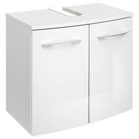WASCHBECKENUNTERSCHRANK 54,4/49,8/38,4 cm  - Chromfarben/Weiß Hochglanz, Design, Holzwerkstoff/Metall (54,4/49,8/38,4cm) - Sadena