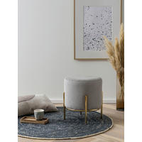 HOCKER Cord Goldfarben, Hellgrau  - Goldfarben/Hellgrau, MODERN, Textil/Metall (35/38/35cm) - Livetastic