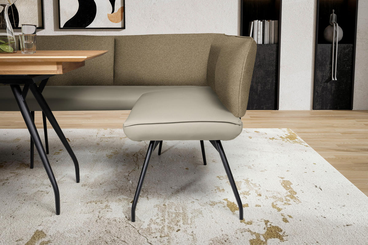 ECKBANK 165/225 cm  in Graubraun  - Graubraun/Schwarz, Design, Textil/Metall (165/225cm) - Moderano