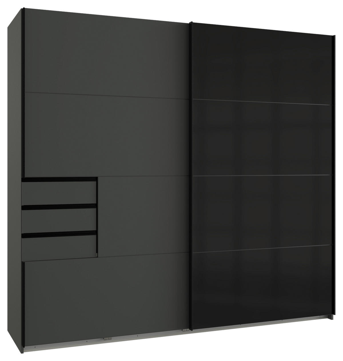DULAP CU UȘI GLISANTE in grafit, negru  - grafit/negru, Konventionell, metal/material pe bază de lemn (225/210/64cm) - MID.YOU