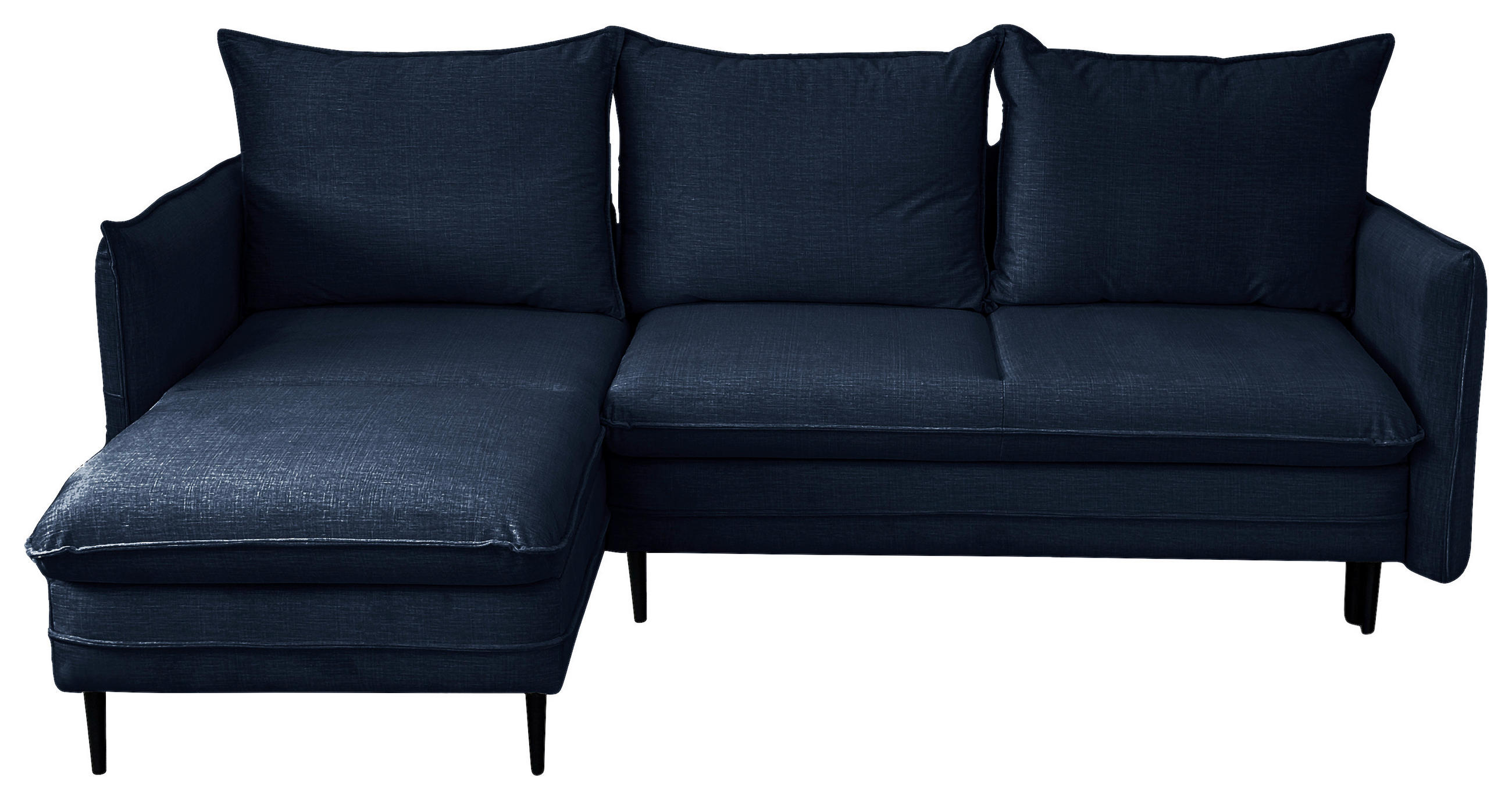 ECKSOFA Blau Flachgewebe  - Blau/Schwarz, Design, Holz/Kunststoff (170/235cm) - MID.YOU
