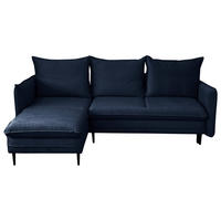 ECKSOFA Blau Flachgewebe  - Blau/Schwarz, Design, Holz/Kunststoff (170/235cm) - MID.YOU