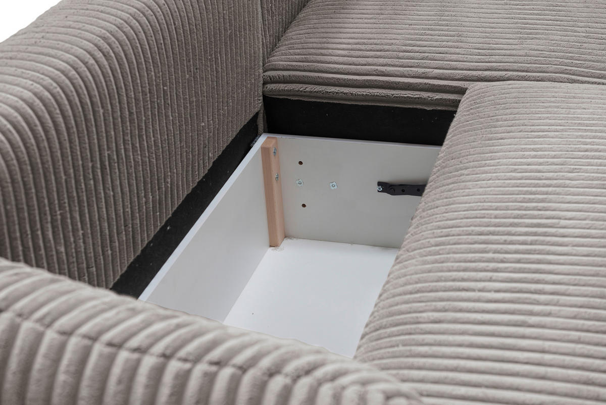 ECKSOFA in Cord Taupe  - Taupe/Silberfarben, Design, Kunststoff/Textil (161/284cm) - Livetastic