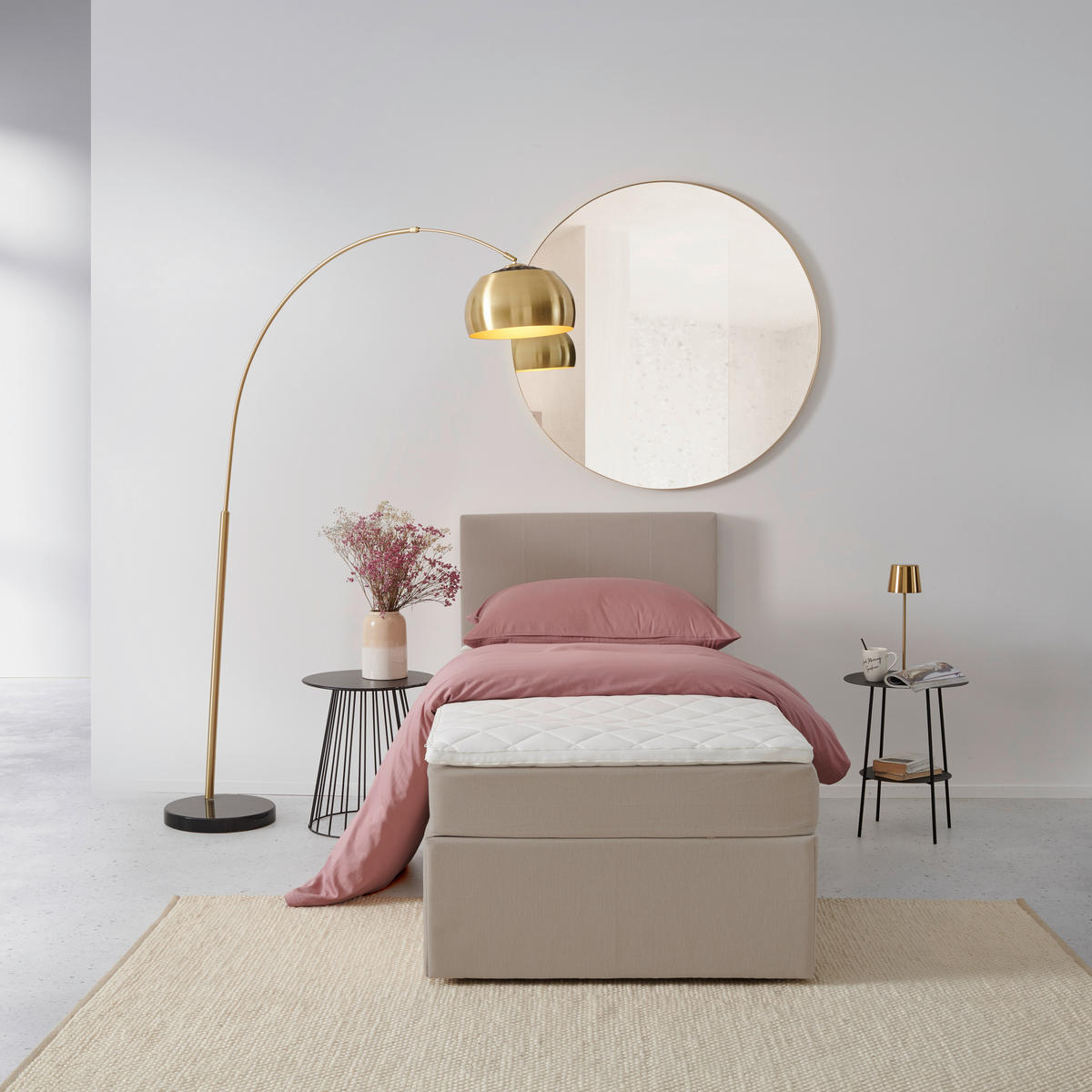 BOXBETT 90/200 cm  in Sandfarben  - Sandfarben/Schwarz, Basics, Kunststoff/Textil (90/200cm) - P & B