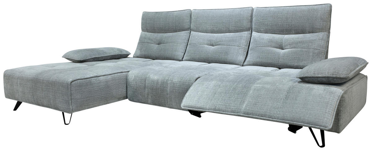 ECKSOFA Hellgrau Chenille  - Hellgrau/Schwarz, Design, Kunststoff/Textil (162/314cm) - Livetastic