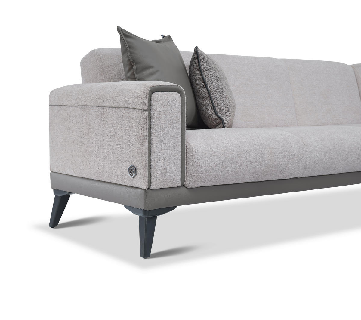 ECKSOFA in Bouclé Grau  315/256 cm  - Anthrazit/Grau, Design, Holz/Textil (315/256cm) - Livetastic