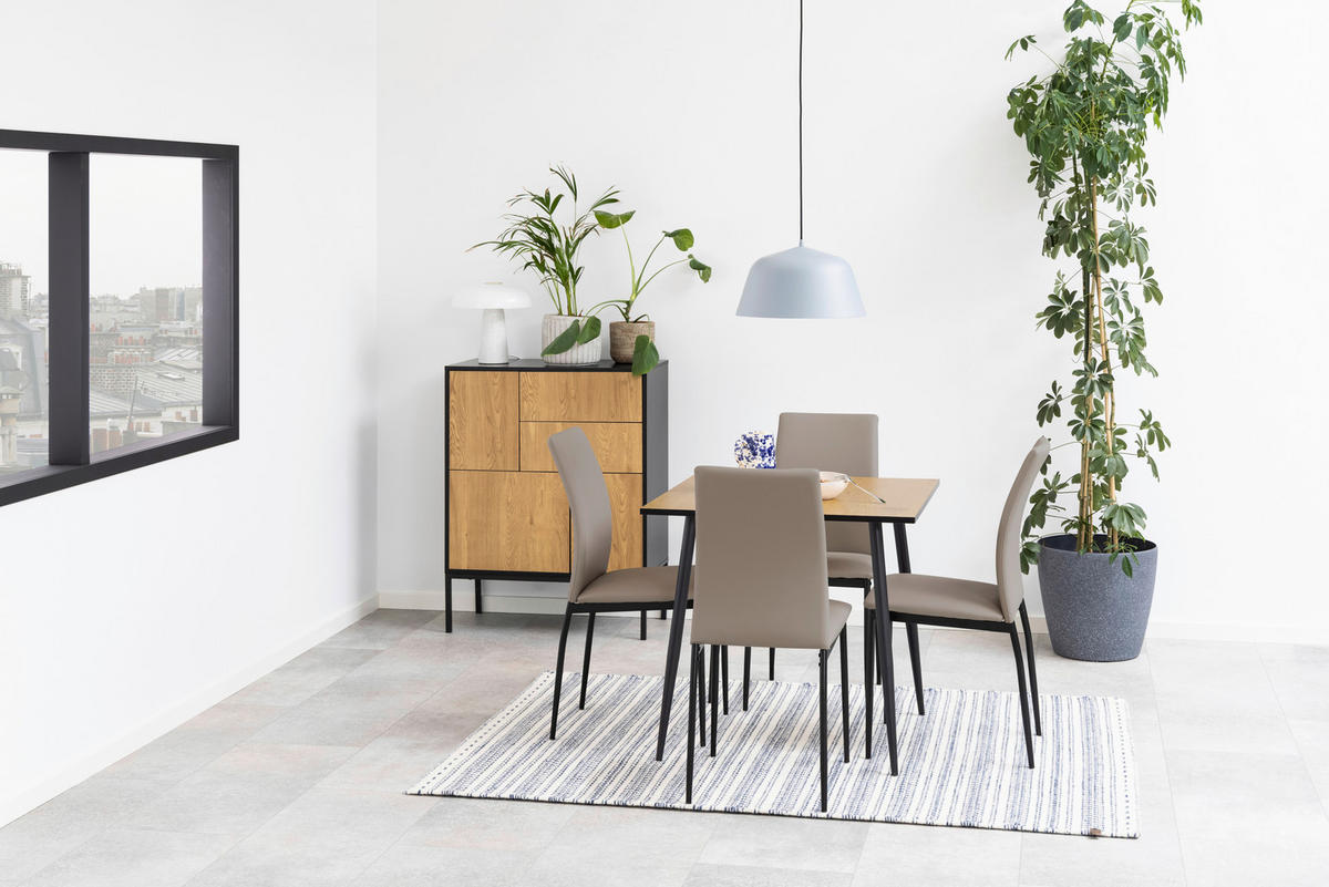 KOMMODE Seaford  in 80/103/40 cm  - Wildeiche/Schwarz, MODERN, Holzwerkstoff/Metall (80/103/40cm)