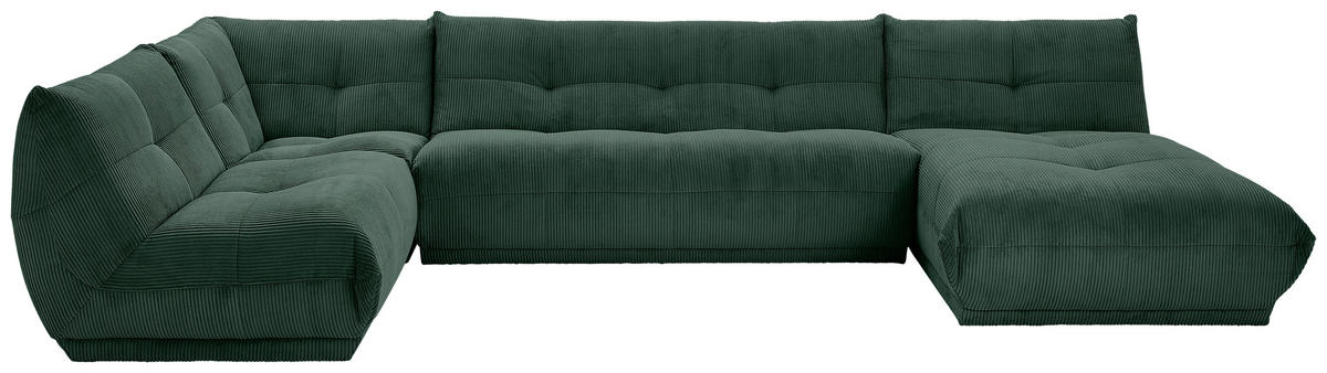 WOHNLANDSCHAFT in Cord Dunkelgrün  - Dunkelgrün, Trend, Textil (210/390/185cm) - Livetastic
