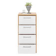 KOMMODE , 38/84/36 cm, 4 Schublade(n)  - Silberfarben/Eiche Wotan, Basics, Holzwerkstoff/Kunststoff (38/84/36cm) - Xora