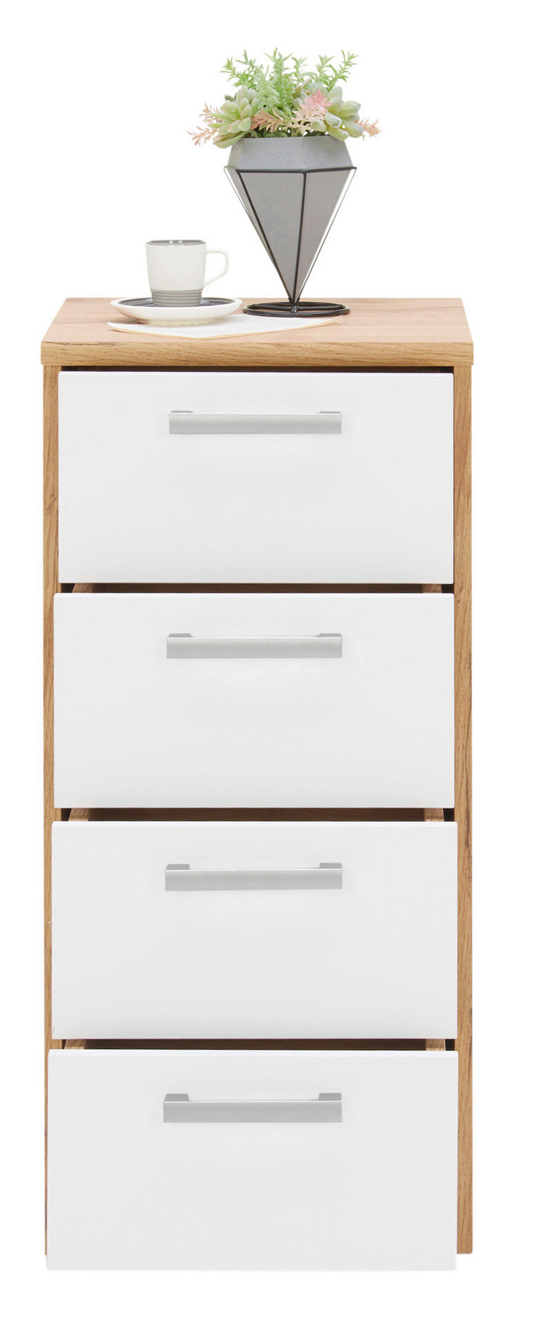 KOMMODE  in 38/84/36 cm  - Silberfarben/Eiche Wotan, KONVENTIONELL, Holzwerkstoff/Kunststoff (38/84/36cm) - Xora