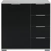 KOMMODE  in 81/83/41 cm  - Alufarben/Schwarz, Design, Glas/Holzwerkstoff (81/83/41cm) - Livetastic