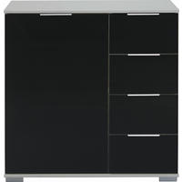 KOMMODE 81/83/41 cm Schwarz  - Alufarben/Schwarz, Design, Glas/Holzwerkstoff (81/83/41cm) - Livetastic