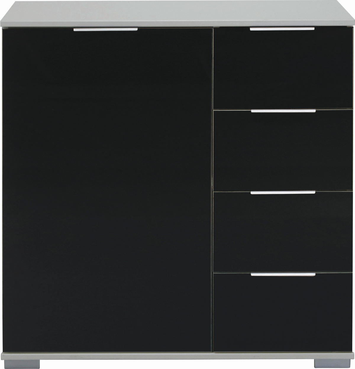 KOMMODE 81/83/41 cm Schwarz  - Alufarben/Schwarz, Design, Glas/Holzwerkstoff (81/83/41cm) - Livetastic