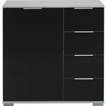 KOMMODE  in 81/83/41 cm  - Alufarben/Schwarz, Design, Glas/Holzwerkstoff (81/83/41cm) - Carryhome