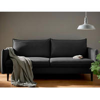 3-SITZER-SOFA JULI Samt Schwarz  - Schwarz, Design, Holz/Textil (203/86/100cm) - P & B