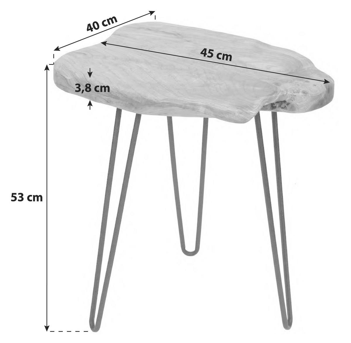 ODKLÁDACÍ STOLEK, cedr, přírodní barvy - přírodní barvy, Natur, kov/dřevo (40/45/52cm)