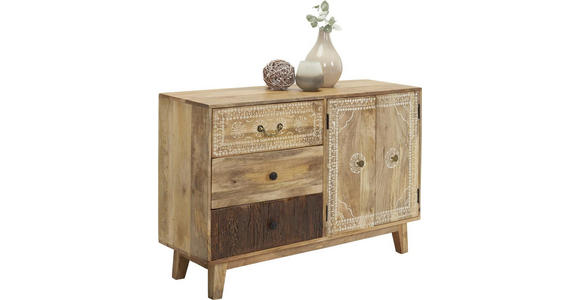KOMMODE in 115/80/35 cm - Naturfarben/Braun, Trend, Holz/Metall (115/80/35cm) - Landscape