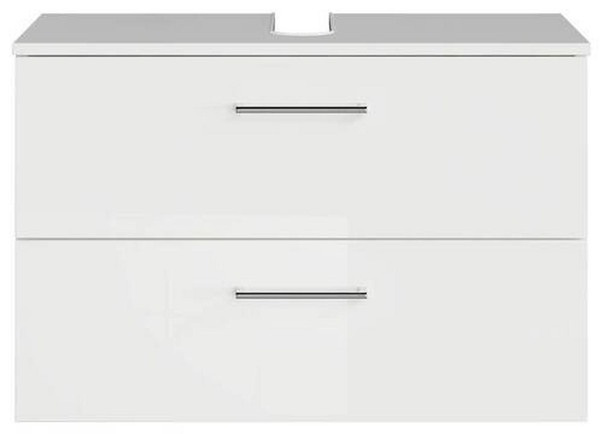 WASCHBECKENUNTERSCHRANK 75/49,8/38,3 cm  - Chromfarben/Weiß Hochglanz, KONVENTIONELL, Holzwerkstoff/Metall (75/49,8/38,3cm) - Sadena