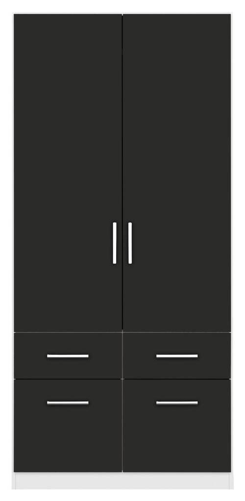 DREHTÜRENSCHRANK in Weiss, Grau - Chromfarben/Weiss, Modern, Holzwerkstoff/Kunststoff (91/210/54cm) - Rauch Möbel