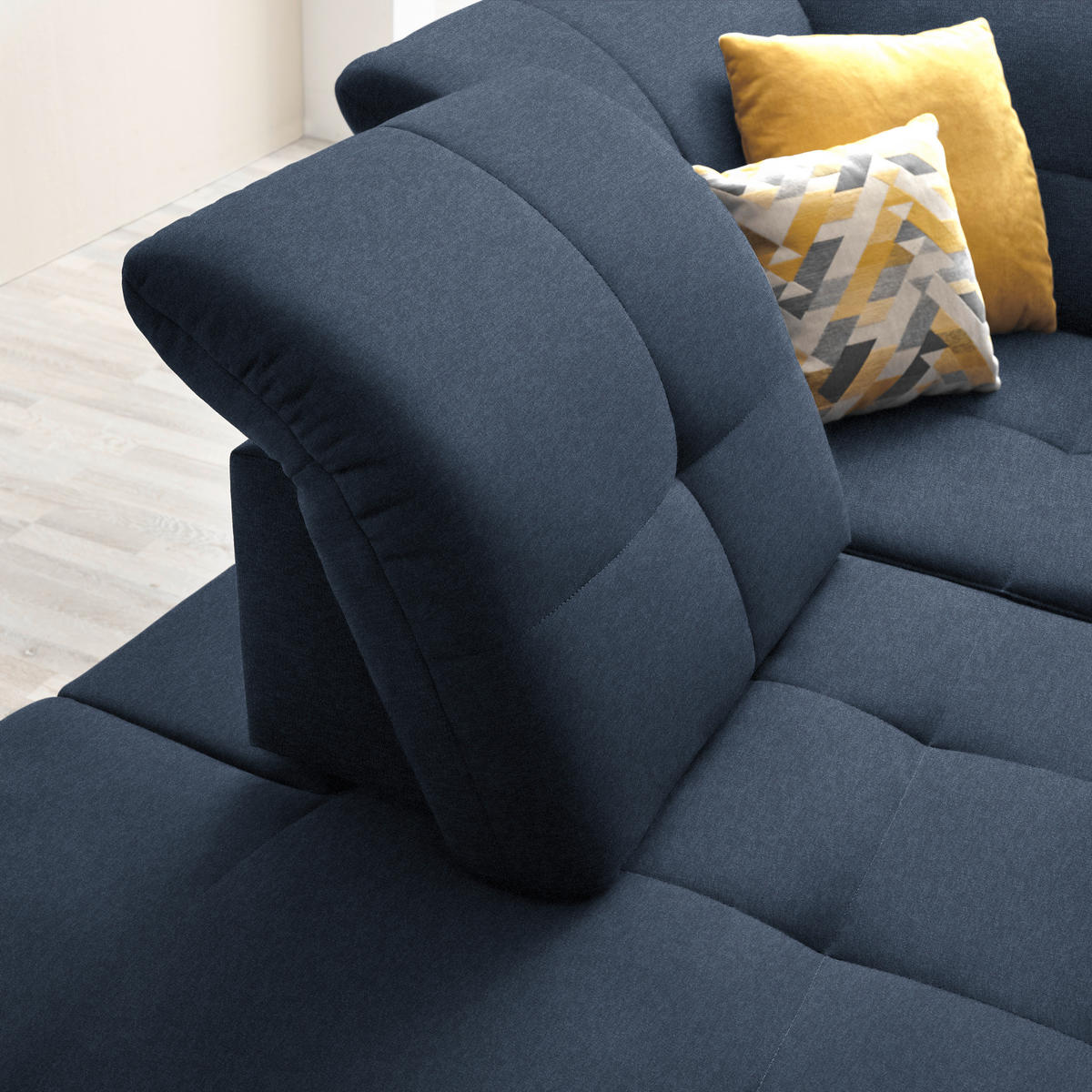 ECKSOFA in Chenille Dunkelblau  240/308 cm  - Schwarz/Dunkelblau, Design, Textil/Metall (240/308cm) - Xora